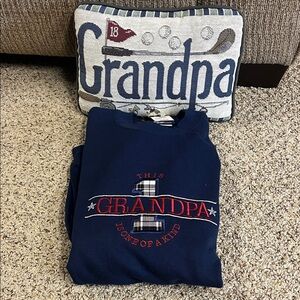 Navy Blue Grandpa Sweatshirt and grandpa pillow